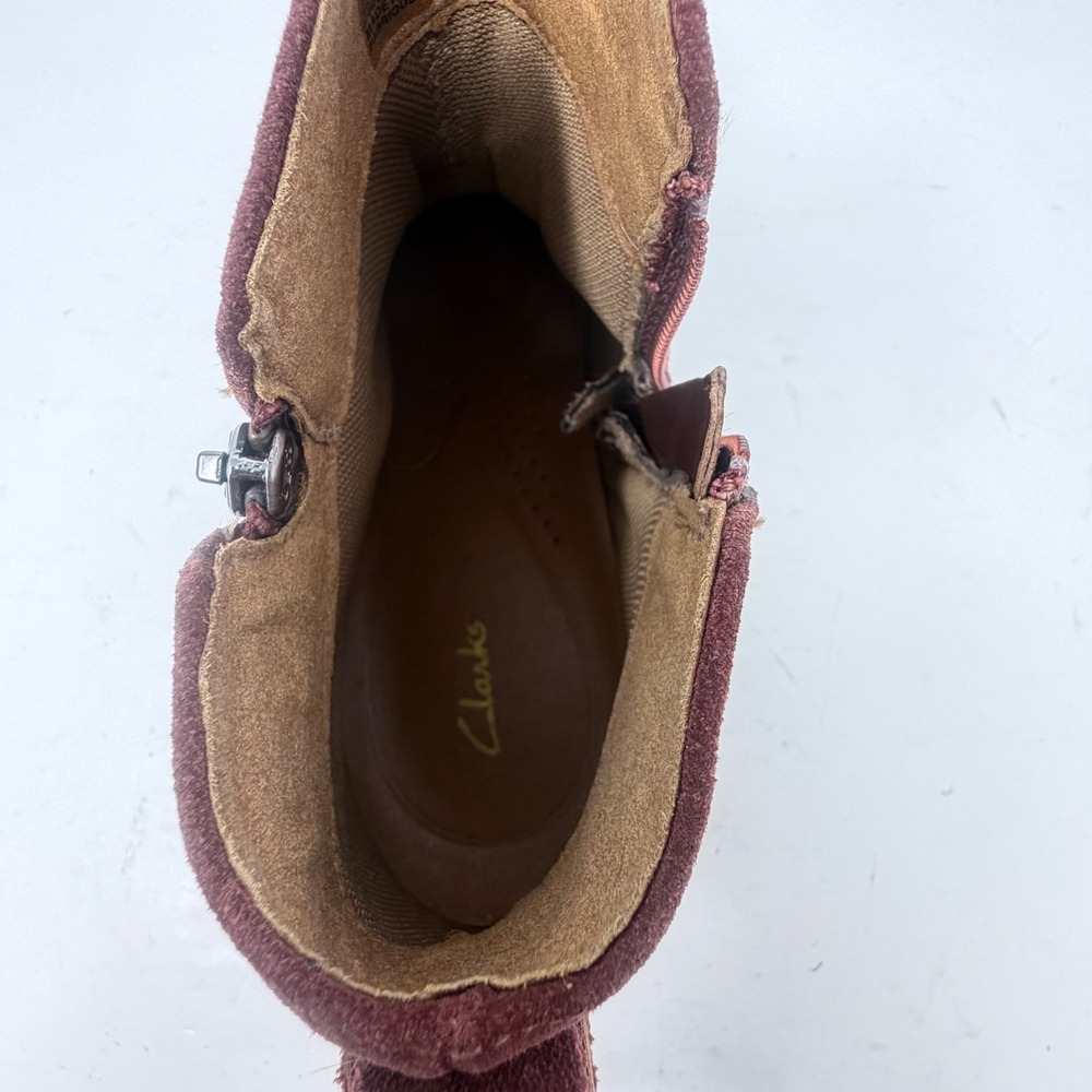 Clarks Aspra Walk WP Suede Boots Womens 9 W Wide Chestnut Waterproof Ankle Zip - Picture 5 of 15